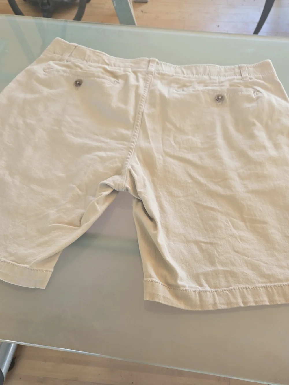 Men's Flat Front Cotton Shorts in Light Beige